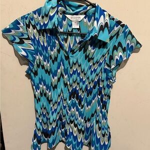 Allison Taylor Vibrant Blue and Green Blouse